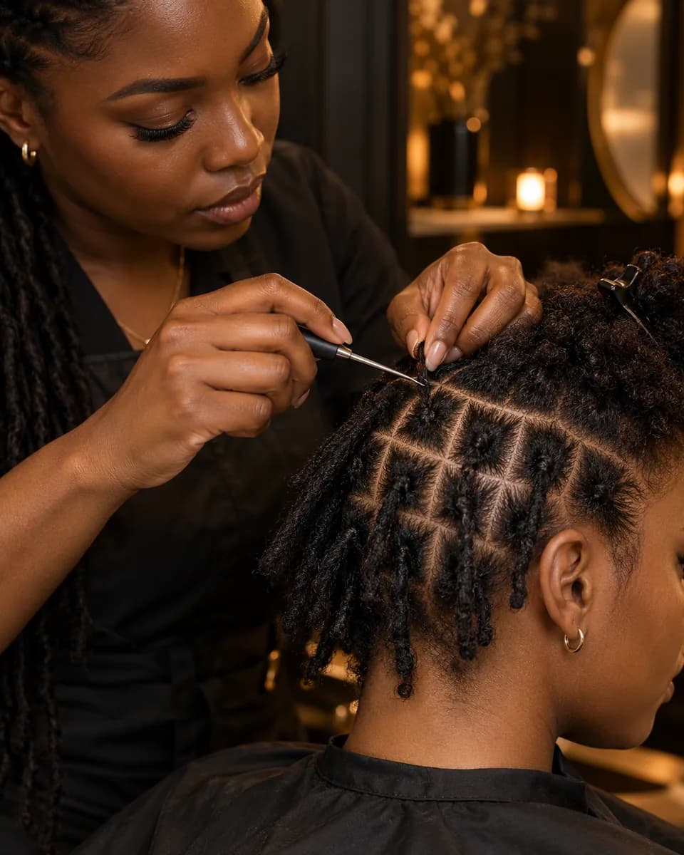 Interlocking Starter Locs hairstyle reference